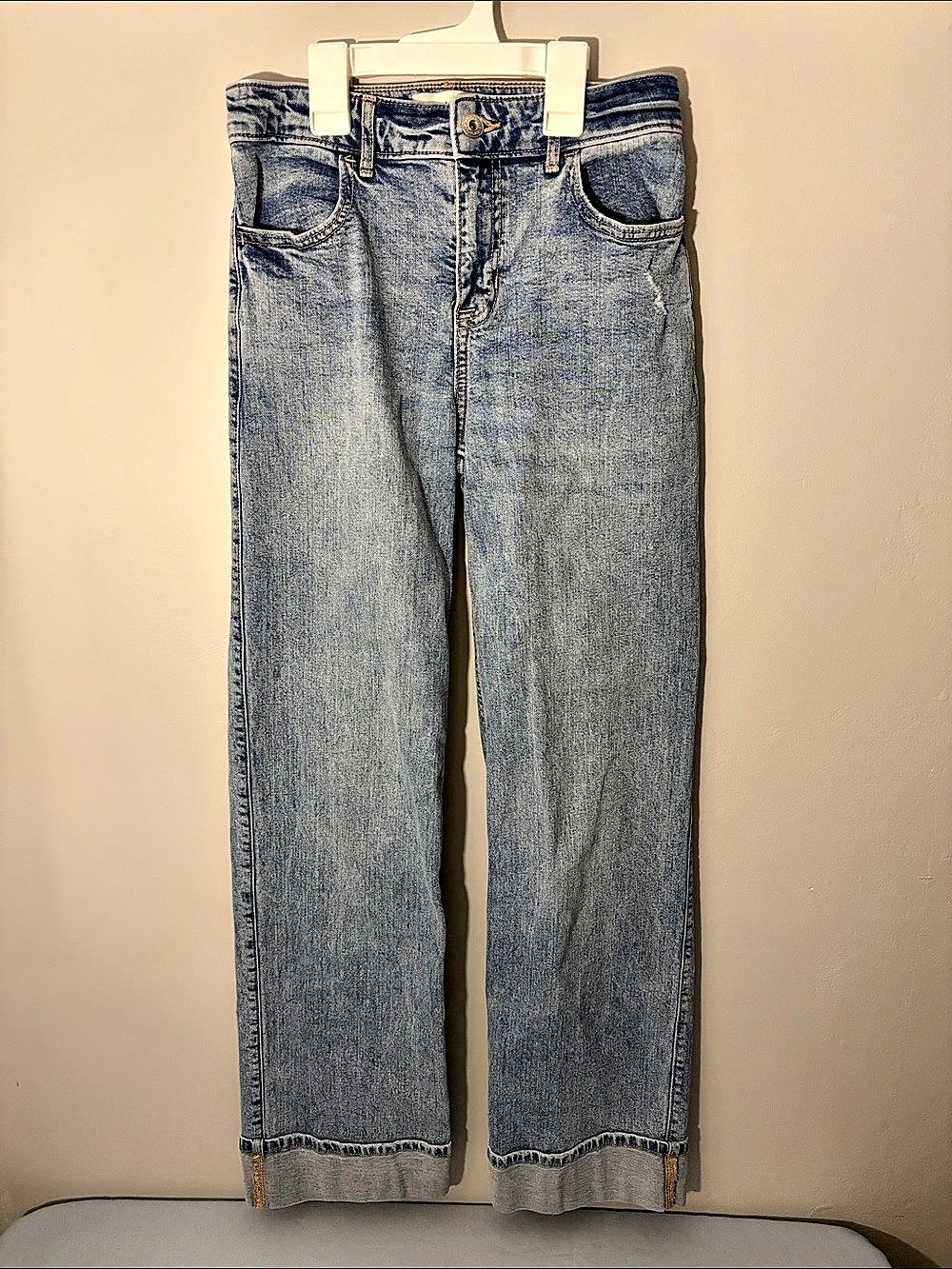 Abercrombie Kids High Rise Wide Leg Girls Size 13/14 long Blue Wide Leg Jeans